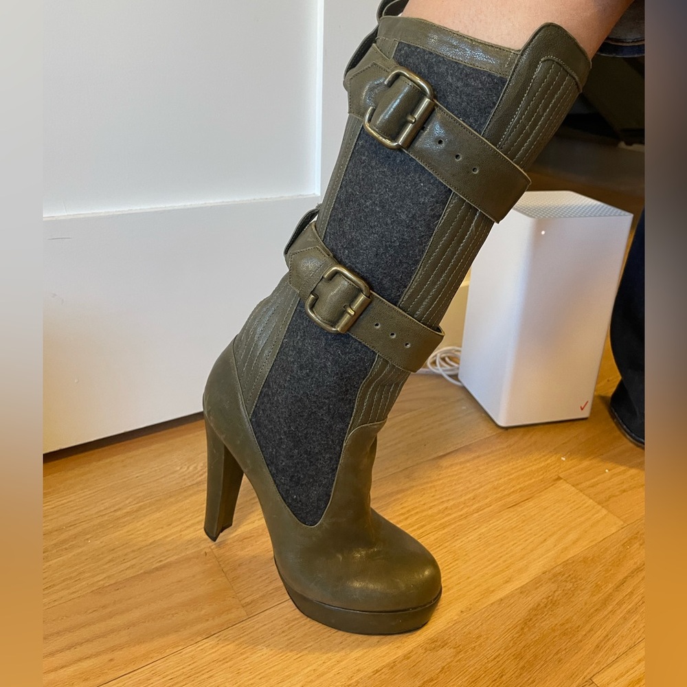 green military knee high boots